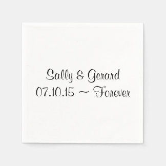 Serviette En Papier Mariage personnalisé Napkin Blanc Retour noir