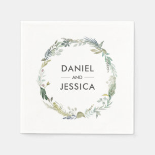 Serviette En Papier Mariage personnalisé Napkin   feuillage vert