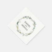 Serviette En Papier Mariage personnalisé Napkin | feuillage vert (Coin)
