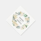 Serviette En Papier Mariage personnalisé Napkin | Fleurs blanches (Coin)