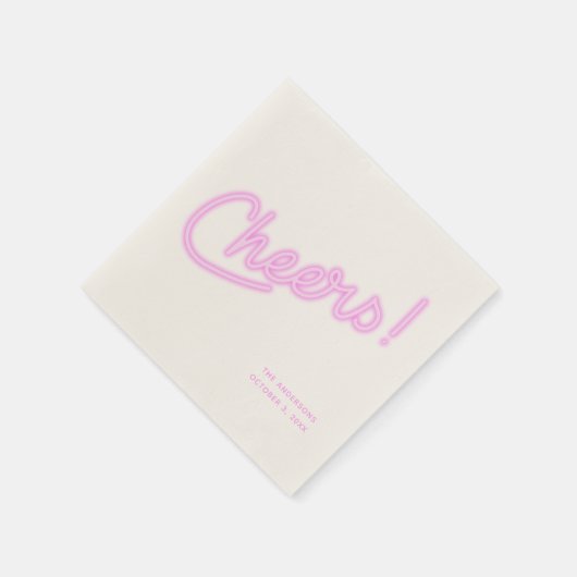 Serviette En Papier Mariage personnalisé Neon Purple (Coin)