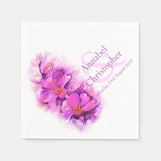 Serviette En Papier Mariage personnalisé orchidée aquarelle papier ser (Devant)