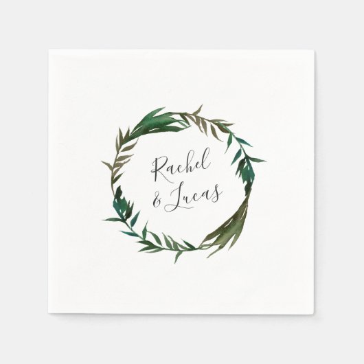 Serviette En Papier Mariage personnalisé Palm Wreath (Devant)