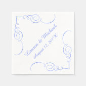 Serviette En Papier Mariage personnalisé Pastel Blue Swirl (Devant)