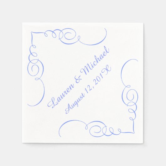 Serviette En Papier Mariage personnalisé Pastel Blue Swirl (Devant)