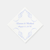 Serviette En Papier Mariage personnalisé Pastel Blue Swirl (Coin)