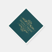 Serviette En Papier Mariage personnalisé Petrol vert Élégant (Coin)