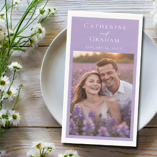 Serviette En Papier Mariage Personnalisé Photo Violet Lilas Charmant