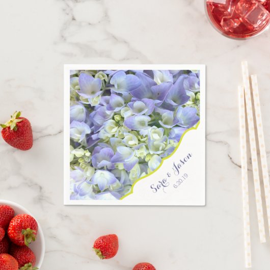 Serviette En Papier Mariage personnalisé Purple Hydrangea (En situation)
