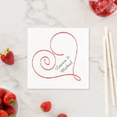Serviette En Papier Mariage personnalisé Red Heart (En situation)