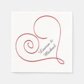 Serviette En Papier Mariage personnalisé Red Heart (Devant)
