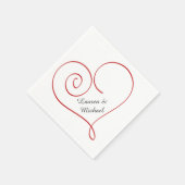 Serviette En Papier Mariage personnalisé Red Heart (Coin)