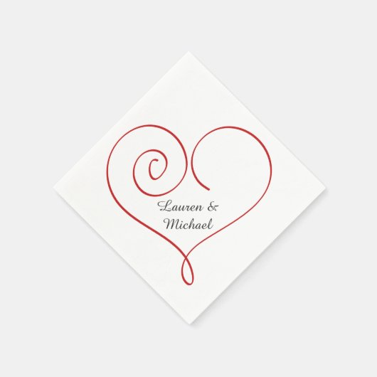 Serviette En Papier Mariage personnalisé Red Heart (Coin)