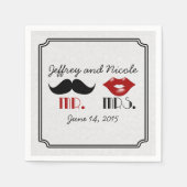 Serviette En Papier Mariage personnalisé Retro Mustache (Devant)