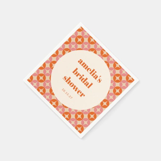 Serviette En Papier Mariage personnalisé rose orange moderne du milieu (Coin)
