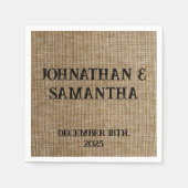 Serviette En Papier Mariage personnalisé rustique burlap motif nature (Devant)
