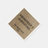 Serviette En Papier Mariage personnalisé rustique burlap motif nature (Coin)