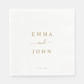 Serviette En Papier Mariage personnalisé simple blanc et or (Devant)