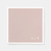 Serviette En Papier Mariage personnalisé simple Monogramme rose (Devant)