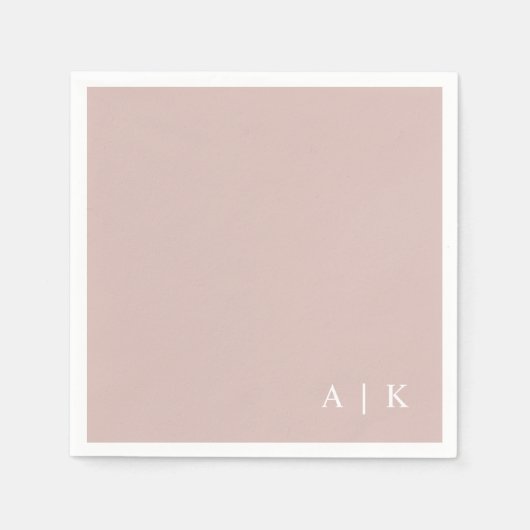 Serviette En Papier Mariage personnalisé simple Monogramme rose (Devant)