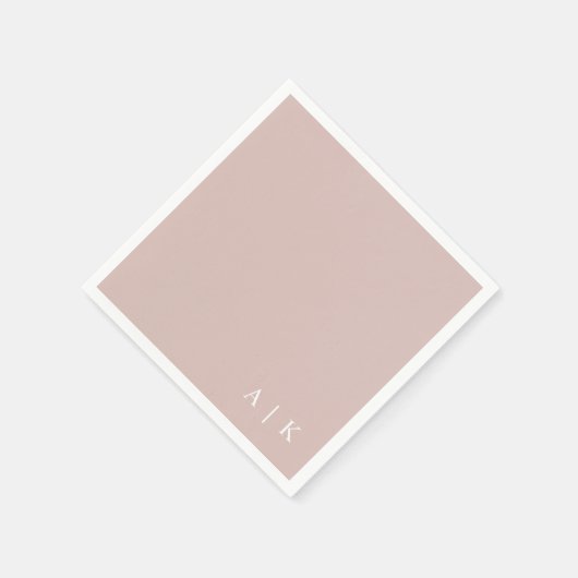 Serviette En Papier Mariage personnalisé simple Monogramme rose (Coin)