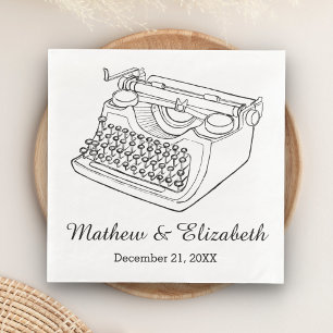 Serviette En Papier Mariage personnalisé sur machine à écrire vintage