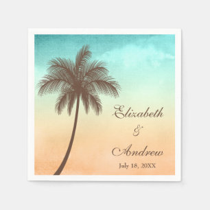 Serviette En Papier Mariage personnalisé Tropical Beach Palm Tree