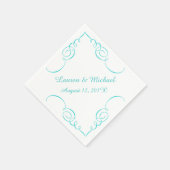 Serviette En Papier Mariage personnalisé turquoise à la bordure (Coin)