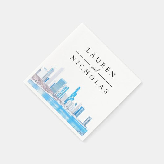 Serviette En Papier Mariage personnalisé Winter Chicago Skyline (Coin)