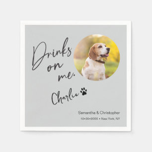 Serviette En Papier Mariage Photo Boissons sur Moi Chien Amusant Perso