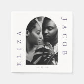 Serviette En Papier Mariage photo chic Date (Devant)