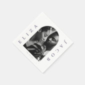 Serviette En Papier Mariage photo chic Date (Coin)