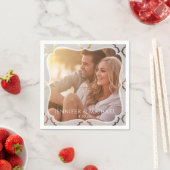 Serviette En Papier Mariage photo Damas en miroir Cocktail serviettes (En situation)