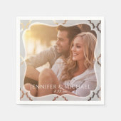 Serviette En Papier Mariage photo Damas en miroir Cocktail serviettes (Devant)