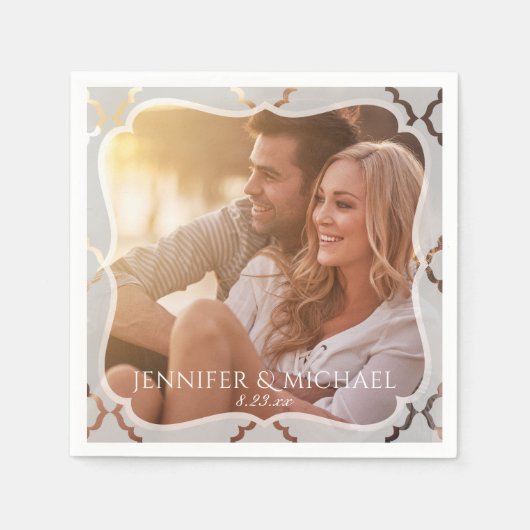 Serviette En Papier Mariage photo Damas en miroir Cocktail serviettes (Devant)