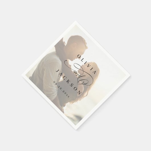 Serviette En Papier Mariage photo de script romantique simple (Coin)