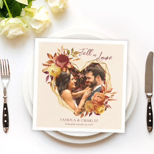 Serviette En Papier Mariage photo élégant floral boho tomber en amour