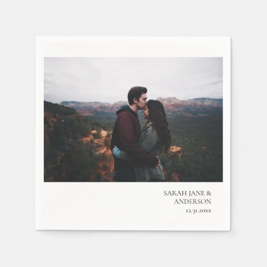 Serviette En Papier Mariage photo instantané ou monogramme de fête (Devant)