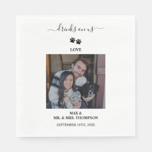 Serviette En Papier Mariage Photo moderne Couple Chien de compagnie Bo