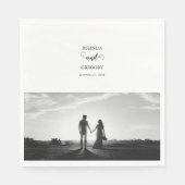 Serviette En Papier Mariage photo moderne en noir et blanc (Devant)