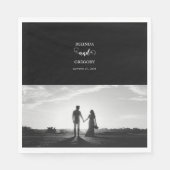 Serviette En Papier Mariage photo moderne en noir et blanc (Devant)