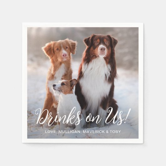 Serviette En Papier Mariage photo moderne simple personnalisé chien de (Devant)