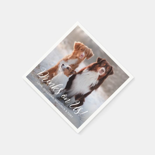 Serviette En Papier Mariage photo moderne simple personnalisé chien de (Coin)