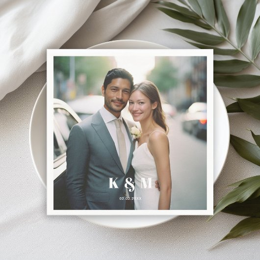 Serviette En Papier Mariage photo monogramme moderne
