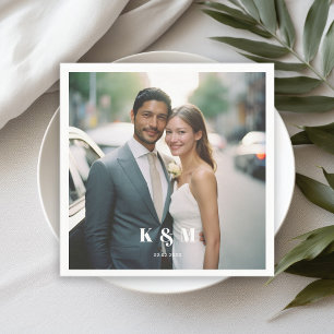 Serviette En Papier Mariage photo monogramme moderne