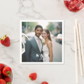 Serviette En Papier Mariage photo monogramme moderne (En situation)