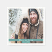 Serviette En Papier Mariage photo noms verts (Devant)