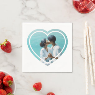 Serviette En Papier Mariage photo personnalisé en forme de coeur