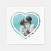 Serviette En Papier Mariage photo personnalisé en forme de coeur (Devant)