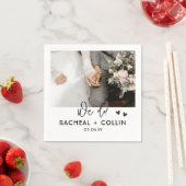 Serviette En Papier Mariage photo personnalisé moderne noir et blanc (En situation)